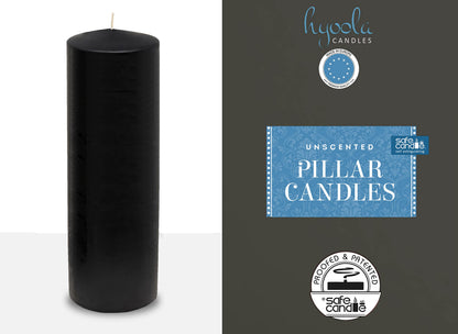 Hyoola Black Pillar Candles 2x8 Inch - 4 Pack Unscented Pillar Candles - European Made