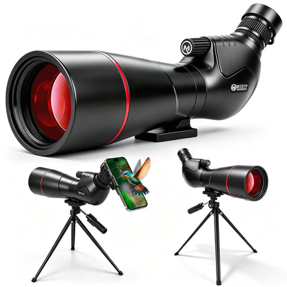 Spotting Scope 20-60x80 with Tripod Carrying Bag&Phone Adapter BAK4 High Definition Waterproof Spotter Scopes Essentials for Hunting Camping Cruise Travel Bird Watching Target Shooting