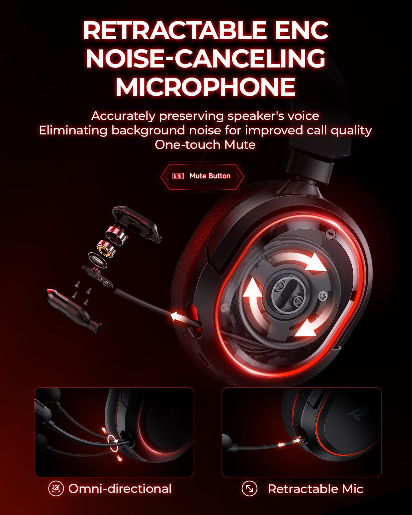 Wireless Gaming Headset, 7.1 Surround Sound, 2.4Ghz USB Gaming Headphones Bluetooth 5.4, 100-Hr Noise Canceling Mic RGB Light, Wireless Headset for PC PS5 PS4 Mac Switch, ONLY Wired Mode Suit for Xbox