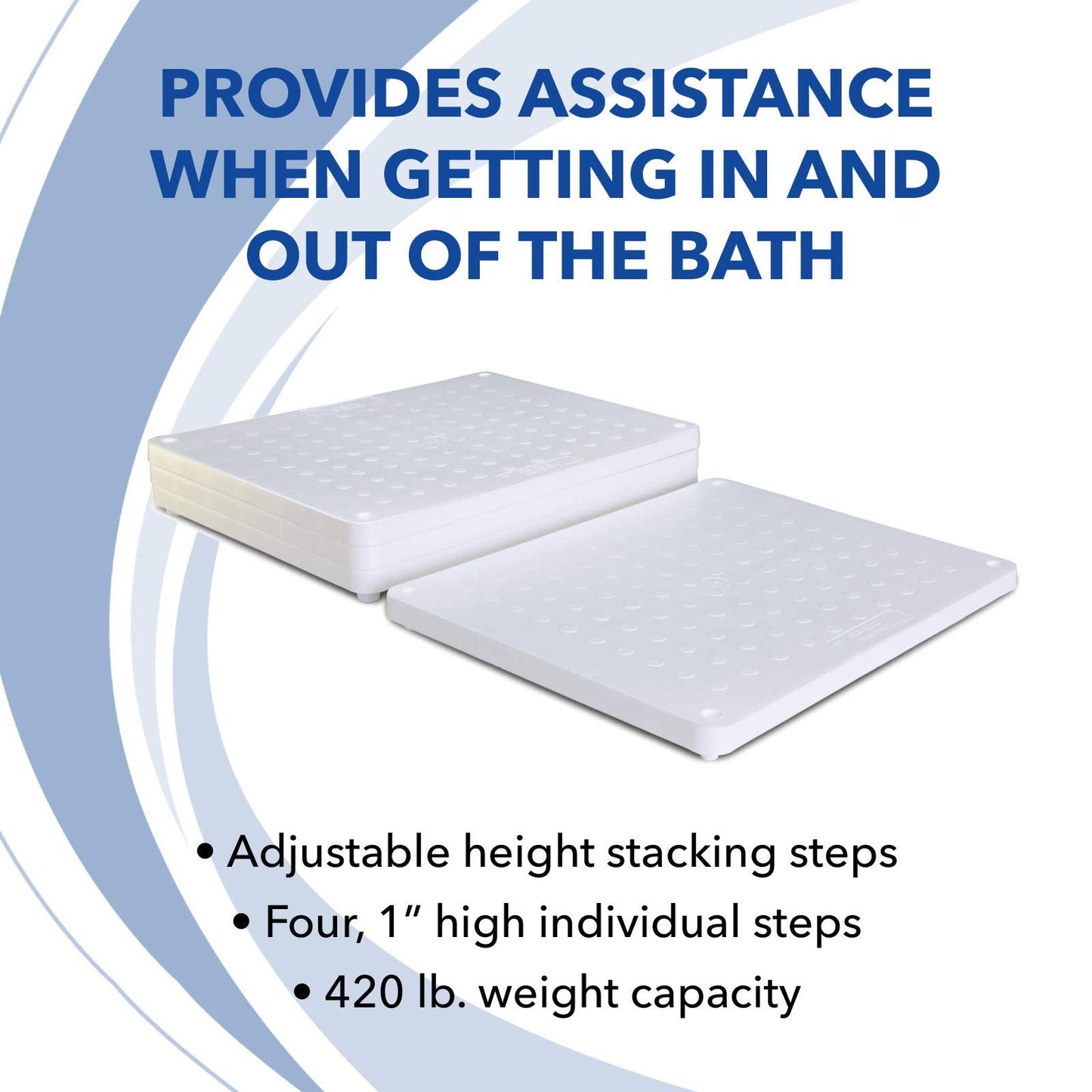 Homecraft Adjustable Height Bath Step, Elevated Step Stool for Independent Transfer in Shower, Bath, Bed, or Toilet, Short Stepping Aid for Elderly, Disabled, and Handicapped