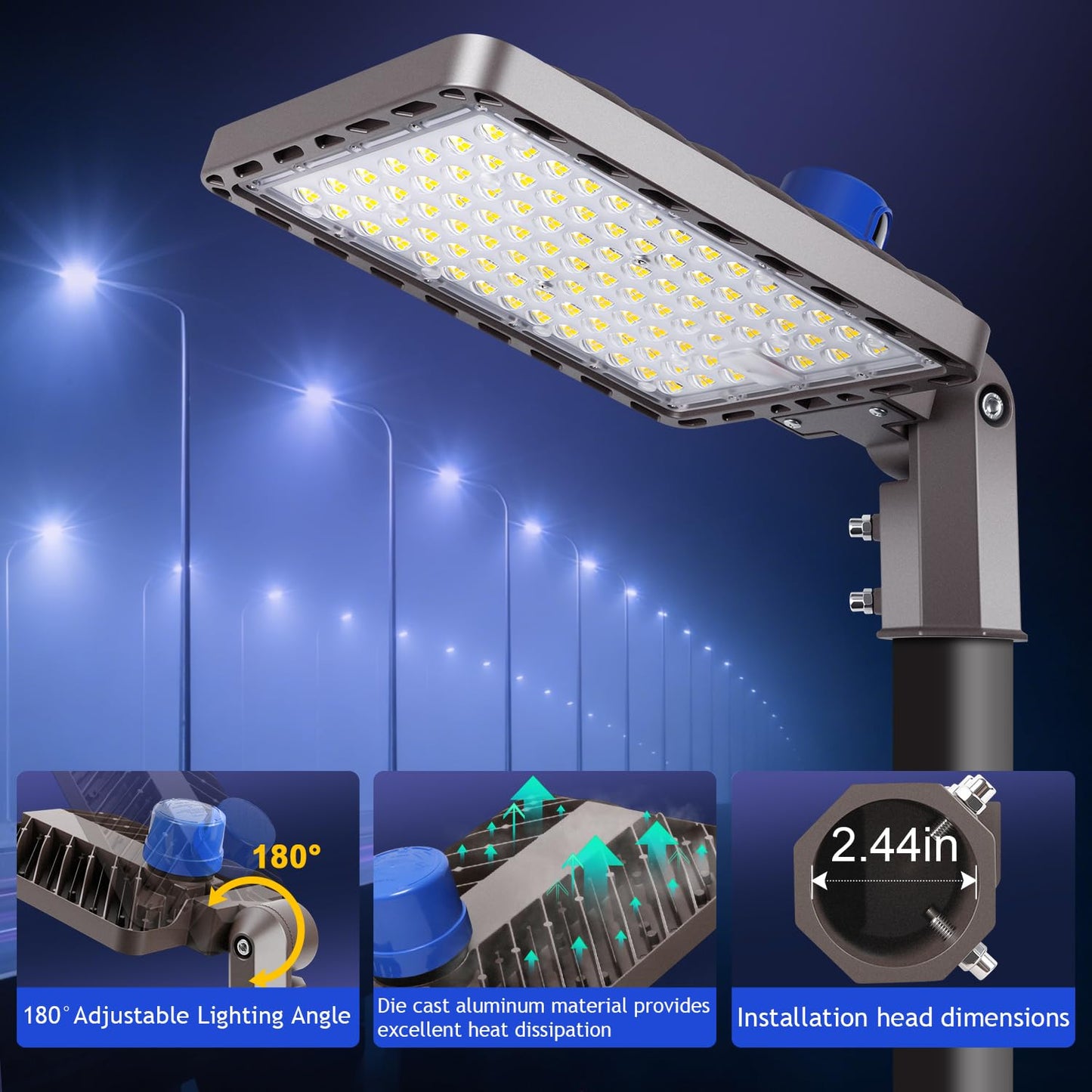 Dream Eeve 240W LED Parking Lot Light Slip Fitter Mount 36000LM Dusk to Dawn 5000K Parking Lot Lights Outdoor Area Security Commercial IP65 Waterproof 100-277V for Street Driveways Parking Lot