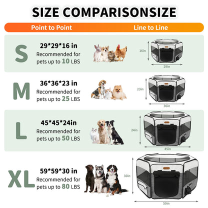Seiyierr Dog Playpen, Portable Pet Play Pen Foldable Carrying Case, Puppy Pens Outsid for Small Cat Indoor/Outdoor, Removable Mesh Shade Cover