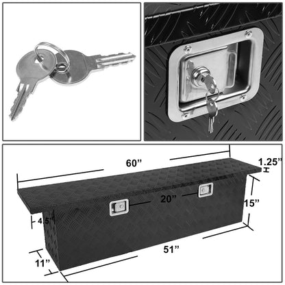 DNA Motoring TBOX-T4-51-ALU-BK 60"(L) x 12"(W) x 15.5"(H) Aluminum Truck Storage Tool Box w/Lock & Keys,Black