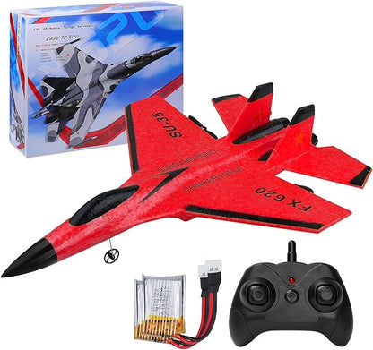 RC Airplane 2CH RC Plane 2.4GHz Remote Control Plane RTF SU35 RC Jet Easy to Fly FX620 Airplane Toys rc Planes for Adults Kids and Beginner with Night Lights（Red）