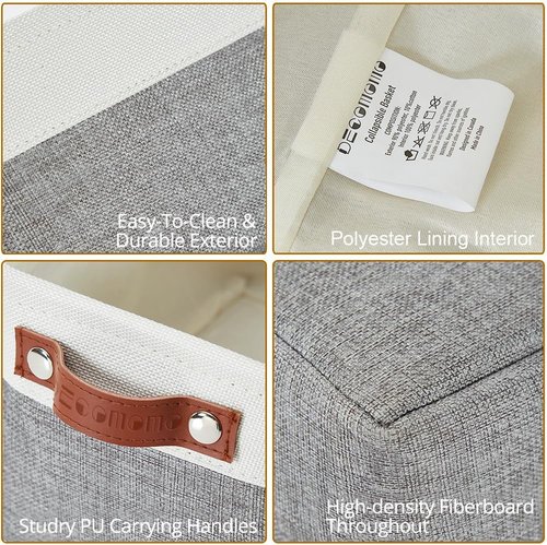 DECOMOMO Small Storage Baskets - Organize Your Closet with Grey & White Bins | 6 Pack