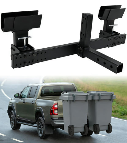 ELITEWILL Dual Trash Can Hauler Hitch Allowing Backing-up High-Loading Garbage Can Towing Hitch Carrier Fit for Pickup Trucks with 2" Hitch Receiver