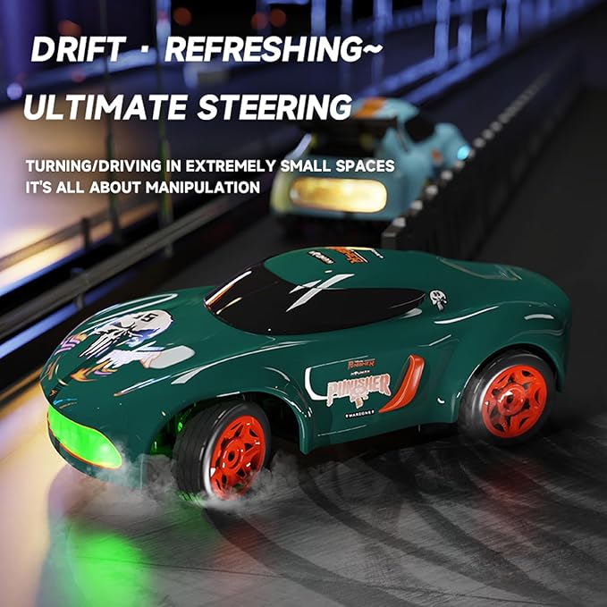 1:64 Scales Mini RC Car 2.4Ghz 4WD Desktop RC Drift Car Handheld Racing Mini Vehicle with LED Lights Rechargeable Electric Toy Birthday Gifts for Teens or Adults