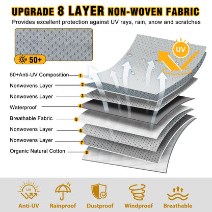 DenForste RV Cover 33-35ft, Travel Trailer Heavy Duty Extra-Thick 8 Layers Anti-UV Waterproof Windproof Camper Cover with Tongue Jack Cover, Extra Windproof Ropes, Gutter Covers