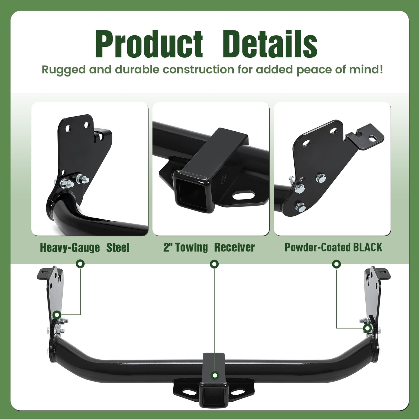 ALMULOO Class 3 Trailer Hitch Compatible with 2011-2026 Mitsubishi RVR Outlander Sport 2" Receiver Tow Hitch Steel