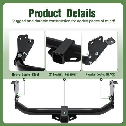 ALMULOO Class 3 Trailer Hitch Compatible with 2011-2026 Mitsubishi RVR Outlander Sport 2" Receiver Tow Hitch Steel