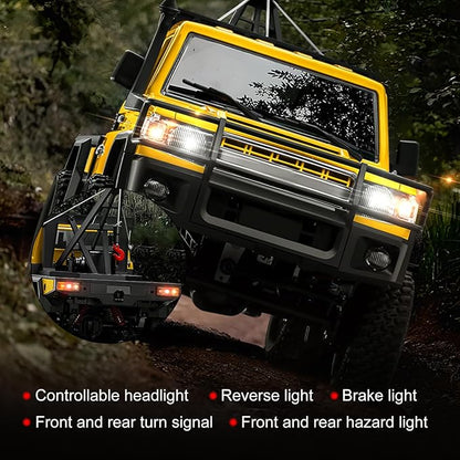 RC Crawler 1:12 Scale New Upgrade MN82-T RC Truck Crane 4WD LC79 Off Road Remote Control Pickup with Lights All Terrain Wrecker Vehicle for Teens Adults (Yellow)