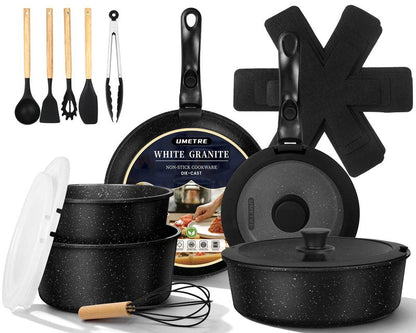 UMETRE pots and Pans Set, Nonstick Cookware Set Detachable Handle, Induction Kitchen Cookware Sets with Removable Handle, Non Stick RV Cookware Set, Dishwasher ＆ Oven Safe (21 PCS)