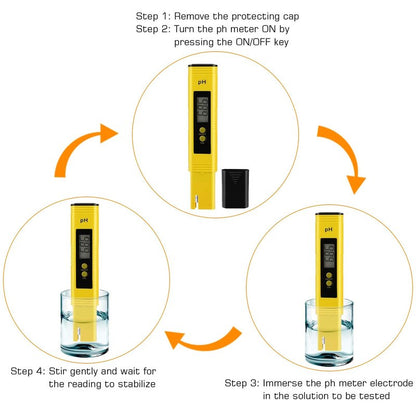 PH Meter for Water Hydroponics Digital PH Tester Pen 0.01 High Accuracy Pocket Size with 0-14 PH Measurement Range for Household Drinking, Pool and Aquarium (pH Meter 4PCS)