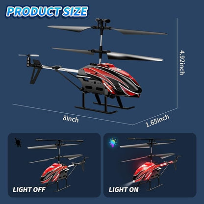 Dwi Dowellin RC Helicopter Remote Control Helicopter Toy for Kids with 26 Mins Flight(2 Batteries)8 Light ModesEasy Control for Boys Girls Age 8-12(Red)