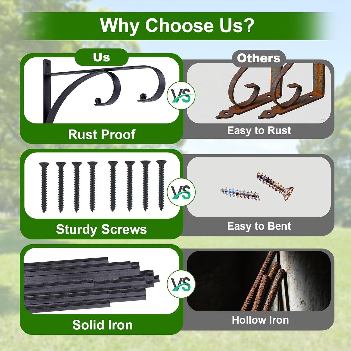 Regine Switzerland 10-Inch Iron Plant Hangers - Decorative Hooks for Indoor/Outdoor Use | 2-Pack
