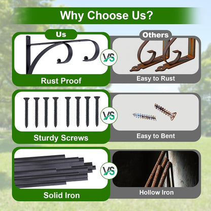Regine Switzerland 10-Inch Iron Plant Hangers - Decorative Hooks for Indoor/Outdoor Use | 2-Pack