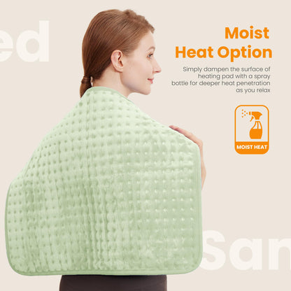 Electric Heating Pad for Back Pain Relief & Cramps - 6 Heat Settings,Auto Shut Off,Moist Heat Options,Portable Heated Pads for Neck/Shoulder Machine Washable Gift for Men Women,Grey,12"x24"