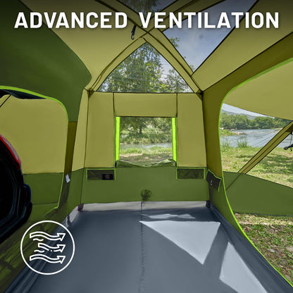 TIMBER RIDGE 5-9 Person SUV Tent with Screen Porch and Awning for Family Camping, Weather Resistant and Portable Van or Car Tent, Includes Rainfly and Storage Bag, 13' W X 10' L X 7.1' H, Green
