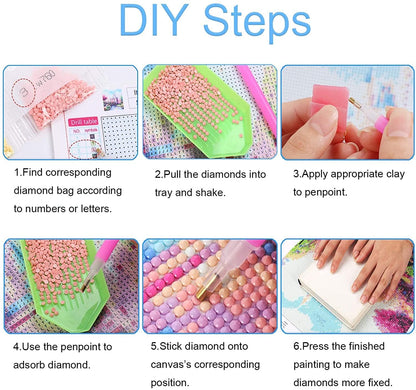 tigdtiu 6 Pack Inspirational Diamond Painting Kits for Adults-5D Diamond Art Kits for Adults Beginner, DIY Flower Full Drill Diamond Dots with Diamonds Picture Gem Art Crafts for Adult Decor 16x12 in