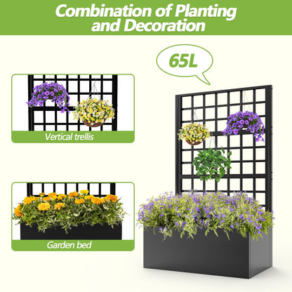 BUKLIYN Metal Planter with Trellis - Trellis with Planter Box & Privacy Screen, Outdoor Raised Garden Bed for Climbing Plants(63"x31.5"x16")