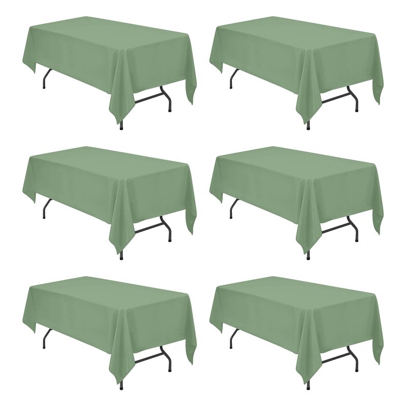 BRILLMAX 10 Pack Sage Green Tablecloths 60 x 126 Inch for 8ft Rectangle Tables - 150 GSM Polyester Fabric, 15" Standard Drop, Water, Stain & Wrinkle Resistant Cloth Cover for Wedding Dining Buffet