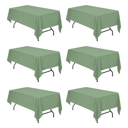 BRILLMAX 10 Pack Sage Green Tablecloths 60 x 126 Inch for 8ft Rectangle Tables - 150 GSM Polyester Fabric, 15" Standard Drop, Water, Stain & Wrinkle Resistant Cloth Cover for Wedding Dining Buffet