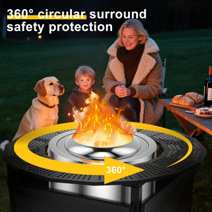 48 Inch Fire Pit Bonfire Surround for Solo St ove Yukon, Circular Safety Protection, Equipped with a Safety Support Frame to Prevent Direct Contact with the Ground