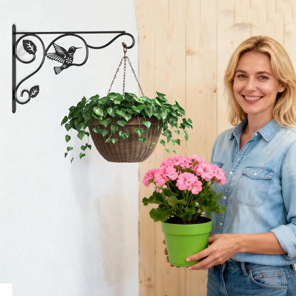 Skiennix Plant Hooks - Sturdy 12-Inch Metal Wall Hangers for Indoor/Outdoor Decor | Black