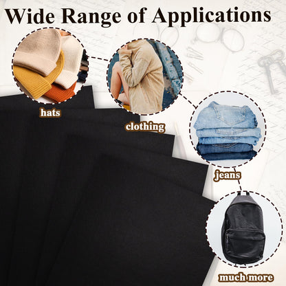 5 Pack Laserable Faux Leatherette Sheets Iron-On Leather Patches with Heat Press Adhesive Backing for DIY Hats, Caps, Beanies, Shirts, Laser Engraving & UV Printing Craft Supplies（Black White）