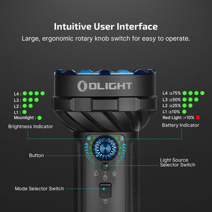 OLIGHT Marauder Mini 2 Bright Flashlight 10,000 Lumen with 750 Meters Beam Distance, Rechargeable Light with Dual Charging & 5 Lighting Modes for Outdoor, Camping, Emergencies (Black)
