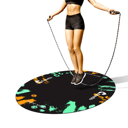 Jump Rope Mat Large Rubber Exercise Mat Workout Mats for Home Gym Flooring Non-Slip Oval Design for Floor & Rope Protection