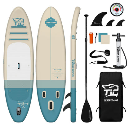TIGERXBANG Inflatable Paddle Board with SUP Board Accessories, Non-Slip Minimalist Paddle Board for Adults and Youth of All Skill Levels, Stand Up Board Sunny Wave Collection-Blue