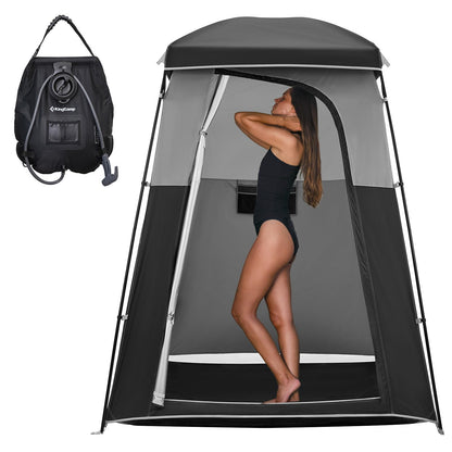 KingCamp Oversize Space Privacy Tent, Portable, Waterproof, Tall, 1 Room Black Camping Toilet Tent