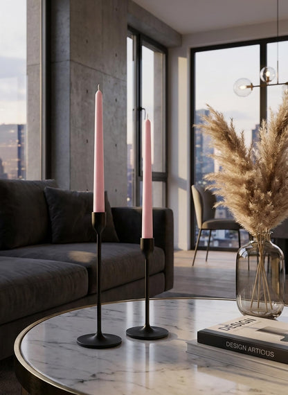 Homeology 6 PK 10" Classic Taper Candles, Pale Pink, 7-8 Hours Long Burning, Unscented Tall Candlesticks