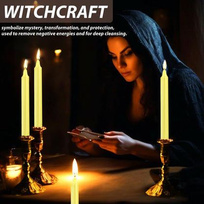 24 Pack Yellow Spell Chime Candles – Premium Mini Unscented Taper Candles for Rituals, Prayer, Meditation, Altar, Spells – 4" Tall – Ideal for Witches & Spiritual Practices