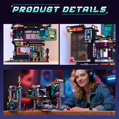 Cyberpunk Repair City Building-Bricks Set with Future Sports Car Future City Modular Buildings Set Display Idea for Adults and Sci-fi Lovers Creative Gift for Adults 2098pcs
