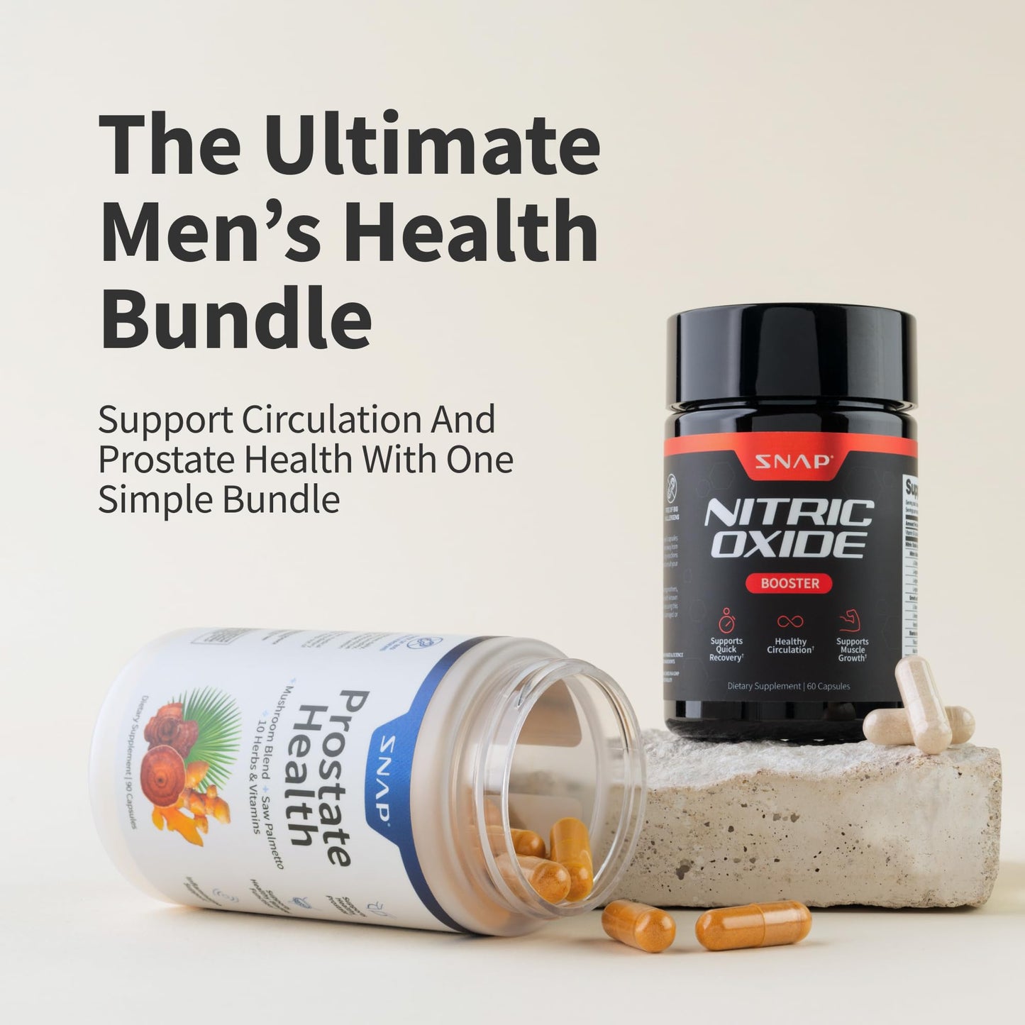 Snap Supplements Prostate Health Support Supplement Bundle with Nitric Oxide Booster – 90 Capsules & 90 Capsules