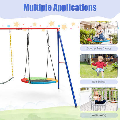 INFANS Swing Stand, 550 lbs Heavy Duty Metal Swing Frame, Extra Large A-Frame Swing Stand for Kids and Adult Indoor Outdoor Activity Backyard Playground