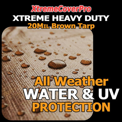 20' x 40' Brown Super Ultra Heavy-Duty Tarp – 20 Mil Waterproof & UV-Resistant 20x40 - Large Outdoor Tarp, Waterproof Cover for Rain Camping, Tent, UV Protection, Reinforced Corners