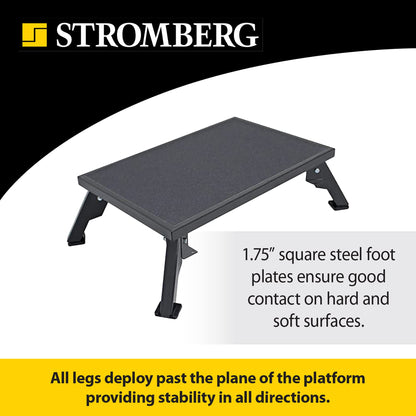 Stromberg Carlson 24″ x 16″ Adjustable RV Platform Step, Heavy-Duty Rust-Resistant Steel, Portable Step Stool for Campers, 4″ and 8″ Height, 300 lbs Capacity, Non-Skid Surface & Folding Legs