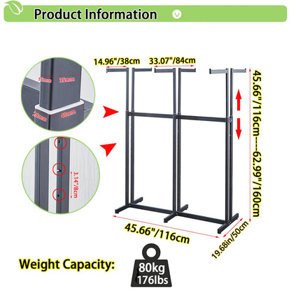 FKKPRVAX Floor Standing Metal Garment Rack - Heavy Retail Display Racks With Wheels, 6 Arms Clothing Rack, Square Tubing Portable Shirt Racks, Merchandise Display For Hanging Clothes (Black)