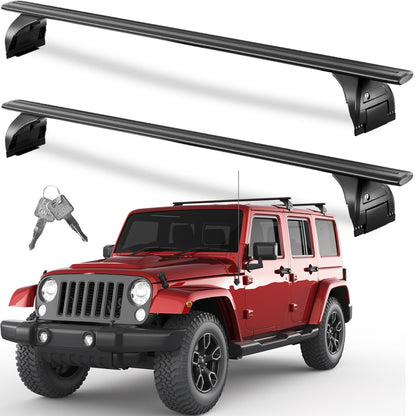 Tuyoung Roof Rack Cross Bars Lockable Compatible with Jeep Wrangler JK JL Gladiator JT 2007-2026, 2 & 4 Door 220lbs Heavy Duty Aluminum Crossbars Rooftop Kayak Bike Luggage Racks