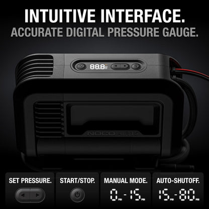 NOCO AIR15: UltraFast 15A Tire Inflator - 12V Portable Air Compressor Pump – 44 SLPM Airflow Inflates 0–40 PSI in 2.9 Minutes – Digital Gauge + Auto-Shutoff