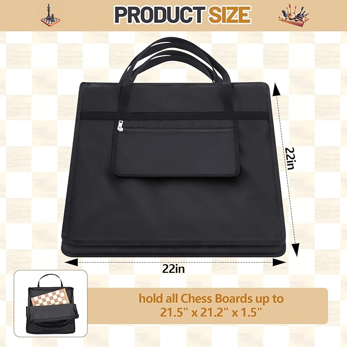 Inch Chess Bag Standard Chess Board Carrying Bag with a Single Zippered Pocket for Storing Your Equipment an Ideal Gift(22 x 22)
