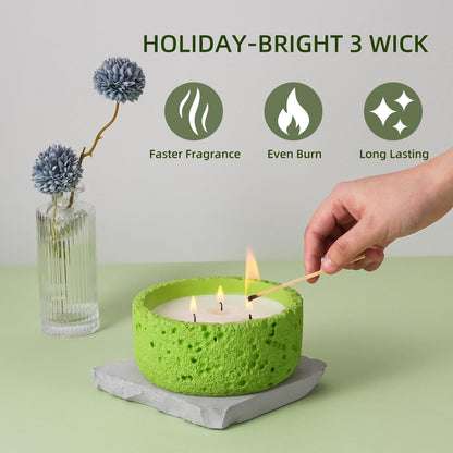 Viyffo 20oz Large Scented Candle - Lemon & Sage, 3 Wick Home Scented Candle, Non Toxic Soy Candle for Women and Men, Lemon Green Textured Ceramic Jar, Luxury Fragrance, Fresh Home Décor & Gift