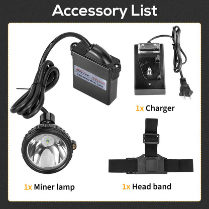 Super Bright Safety Mining Light Rechargeable LED Miner Headlamp, Explosion-Proof Waterproof Hard Hat Cap Lamp, High Lumens Head Torch Flashlight for Mining, Hunting, Camping, Hiking, and Outdoor Work