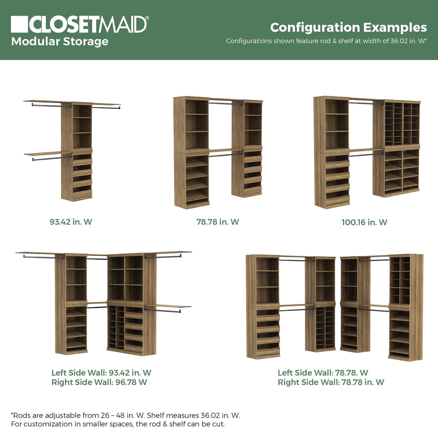 ClosetMaid Modular Storage Organizer Kit Includes; (1) 12-Shelf Unit with Dividers, (1) 3-Shelf Unit, and (1) Hang Rod Shelf Unit, Sand
