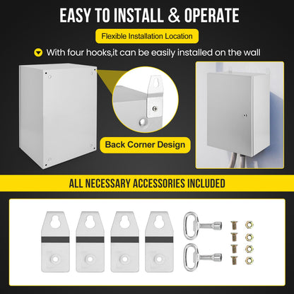 Outdoor NEMA Steel Enclosure, 24x16x12 NEMA 4X Steel Electrical Box, IP66 Waterproof & Dustproof, Outdoor/Indoor Electrical Junction Box