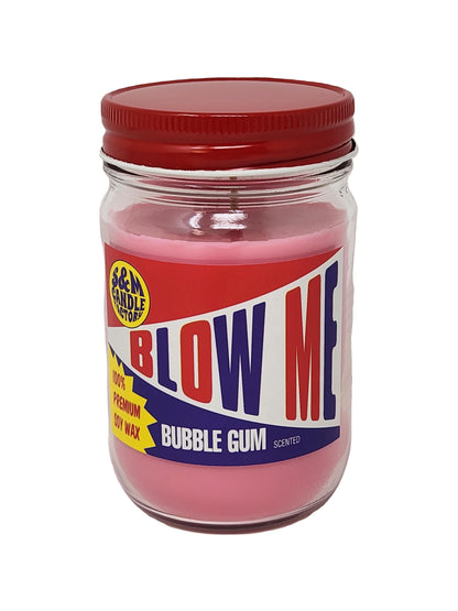 Blow Me Candle ~ Bubblegum Scented Candle ~ Funny Candle ~ Gag Gift ~ All Natural Premium Soy Candles ~ 12oz Jars (Blow Me)