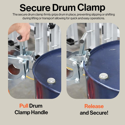 SuperHandy Hydraulic Drum Lift for 55-Gallon Drums – Heavy-Duty Barrel Lifter, 550 LB Capacity, Easy-to-Use Drum Handler with PU Wheels for Warehouse & Industrial Use